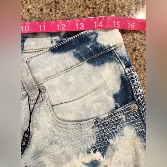 GUAPI Mens Distressed Tie Dye Denim shorts Size 32 NWT Pockets Streetwear - Picture 3 of 9